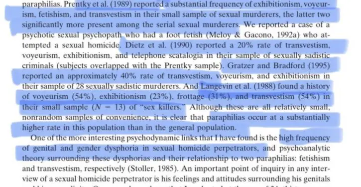 Sex killers are heavily transvestites