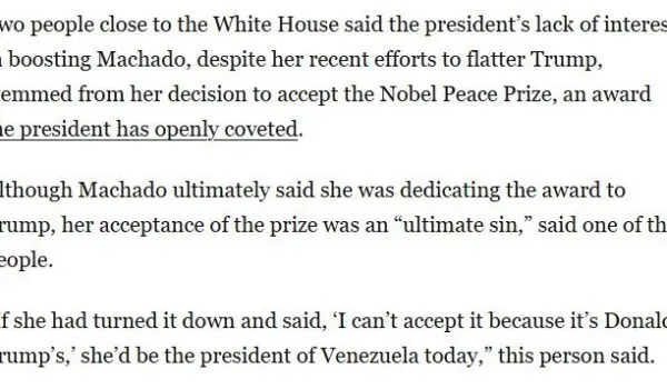 Out of spite, Trump administration snubs Venezuelan opposition leader who won Nobel Peace Prize by Hans Bader