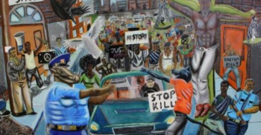 Don’t look now, but there’s a painting portraying police as pigs hanging inside the U.S. Capitol by Howard Portnoy