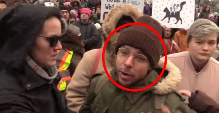 Liberal cretin shows support for women by slugging female reporter in face