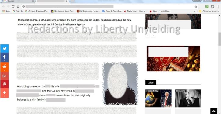 Following NYT’s outing of top CIA operative, Iran websites put out name of town, wife’s name, photos