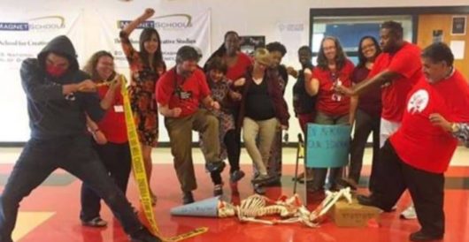 Teachers at public school in Durham stage recreation of toppling of Confederate statue by Ben Bowles