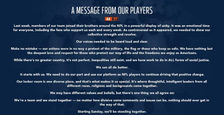 Mile high moment: Denver Broncos will all stand for anthem starting Sunday
