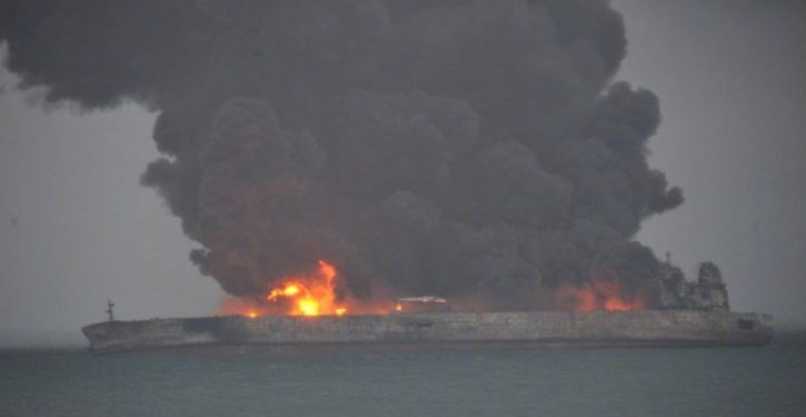 Fiery collision at sea off China: Iranian tanker, Chinese freighter; 32 missing