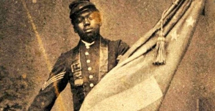 Trump illustrates Black History: Soldier saving U.S. flag in battle