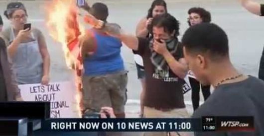 #BlackLivesMatter protesters in Tampa set fire to American flag by Howard Portnoy