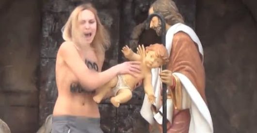 Topless member of militant feminist group steals Baby Jesus from Vatican nativity display (Video) by Howard Portnoy