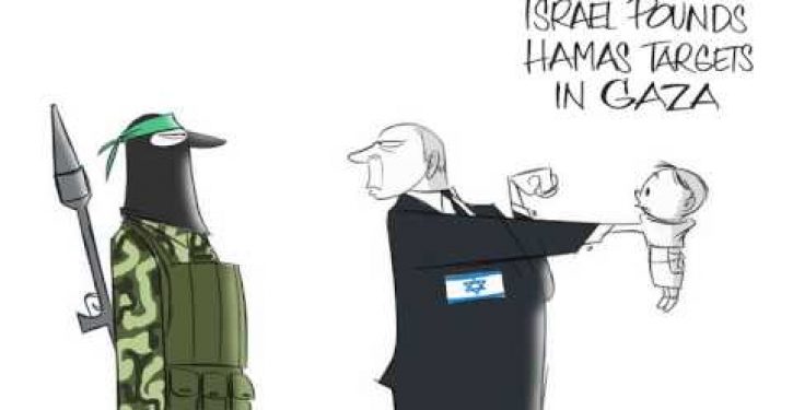 WaPo cartoon of Bibi punching Gaza baby ‘disgusting,’ says Jewish group (Video)