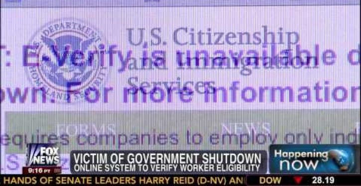 Online gov’t program for ferreting out illegal aliens applying for jobs ‘down’ during shutdown