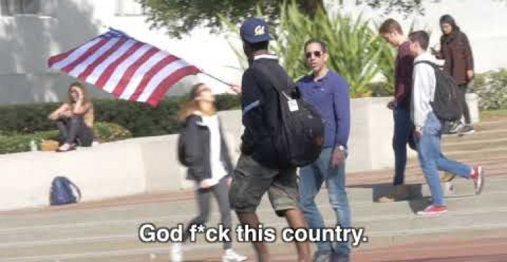 Berkeley students give middle finger salute to U.S. flag, praise ISIS flag