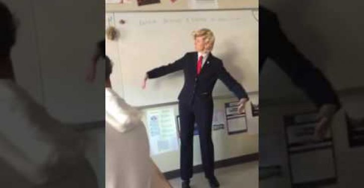 HS math teacher dresses up as Trump, dances to shouts of ‘F**k Donald Trump’