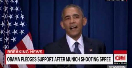 A new low for the funniest president ever; cracks joke while addressing Munich terror attack by Joe Newby