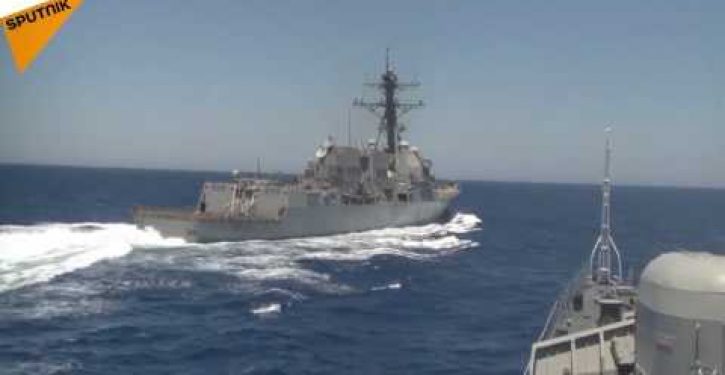 Russian frigate maneuvers to interfere with U.S. carrier operations off Syria