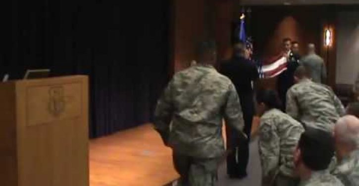 Speaker – an Air Force vet – forcibly removed from retirement ceremony for mentioning God