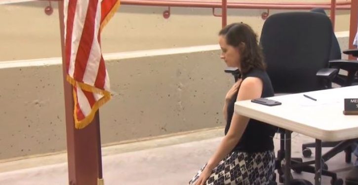 Conn. selectwoman takes a knee during Pledge of Allegiance, gets an earful in return