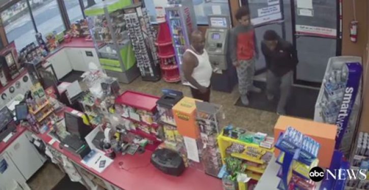 When store clerk collapses in front of them, teens step over him in order to rob the place