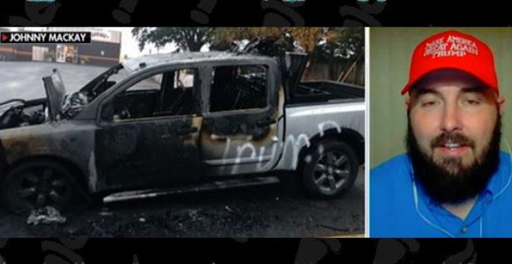 Man’s pickup truck allegedly torched over pro-Trump bumper stickers