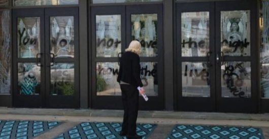 Pennsylvania church vandalized with pro-abortion grafitti by LU Staff