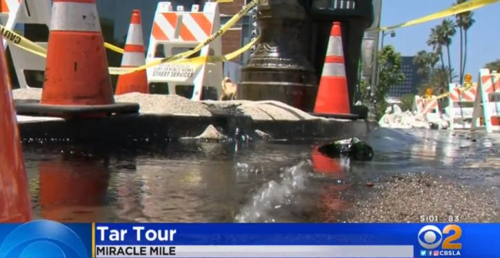 Hmm: Tar, gas bubble from Wilshire Blvd next to L.A.’s La Brea Tar Pits