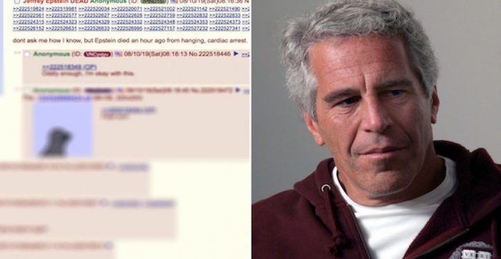 Epstein death posted on 4chan 40 minutes before news became public