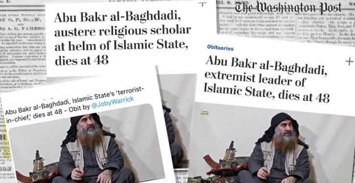 WaPo changes headline — twice — to downplay al-Baghdadi’s terrorist ties