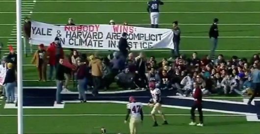 Climate protesters win friends, influence people by delaying Harvard-Yale game with on-field invasion by LU Staff