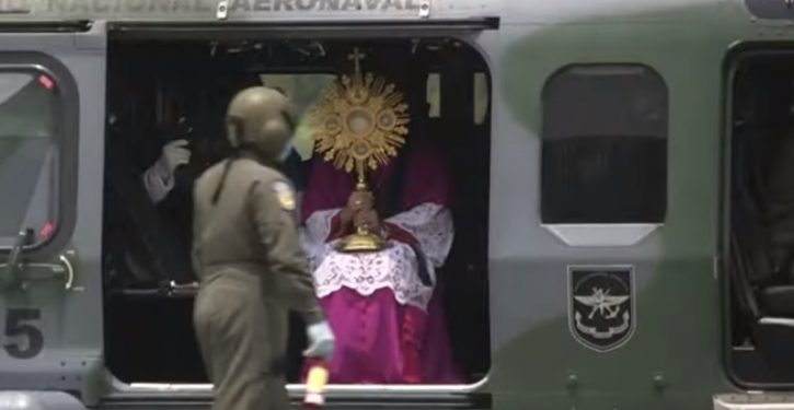 Archbishop gives Palm Sunday blessing from helicopter