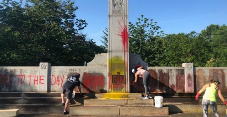 WWII monument in Charlotte cemetery defaced with hammer and sickle