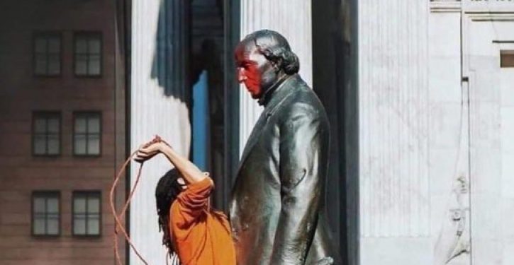 Oops: Protesters just defaced a statue of one of the good guys