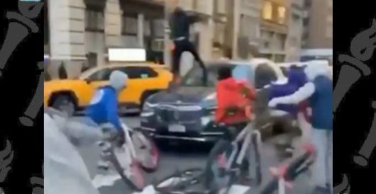 Teens on bikes terrorize driver in midtown Manhattan, trash his car by LU Staff