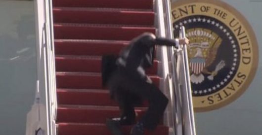 Biden falls while ascending steps of Air Force One by Ben Bowles