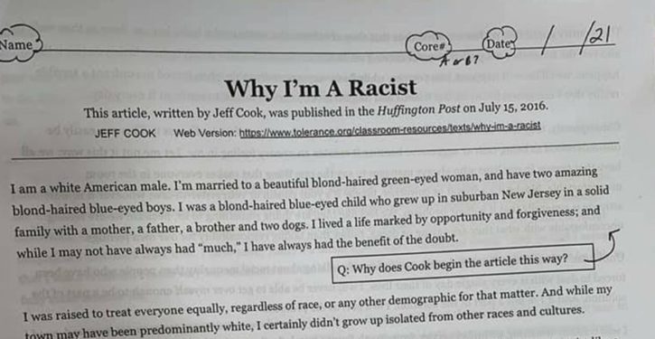 California middle schoolers get assigned HuffPo op-ed, ‘Why I’m a Racist’