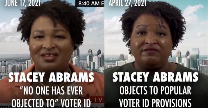 VIDEO: Stacey Abrams, Raphael Warnock flipflop on voter ID