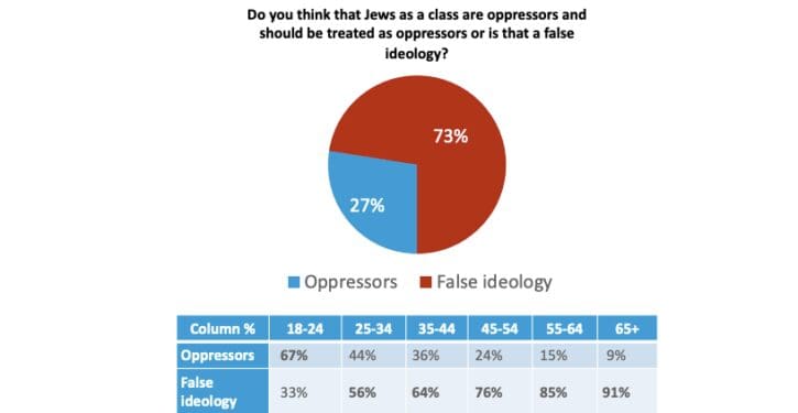 Most young adults believe ‘Jews as a class are oppressors’, according to a leading pollster