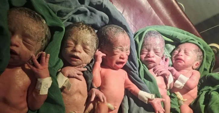 Woman gives birth to quintuplets in ancient city, after 12 childless years